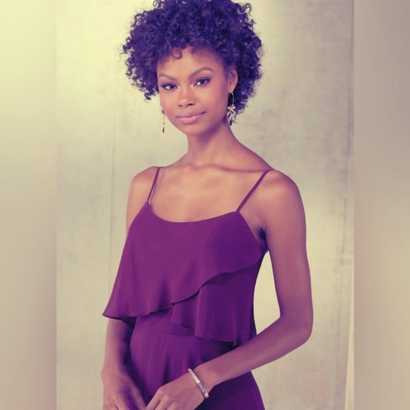 Mori Lee Dresses & Skirts - Mori Lee Chiffon Bridesmaids Dress with Spaghetti Straps in Eggplant 21515